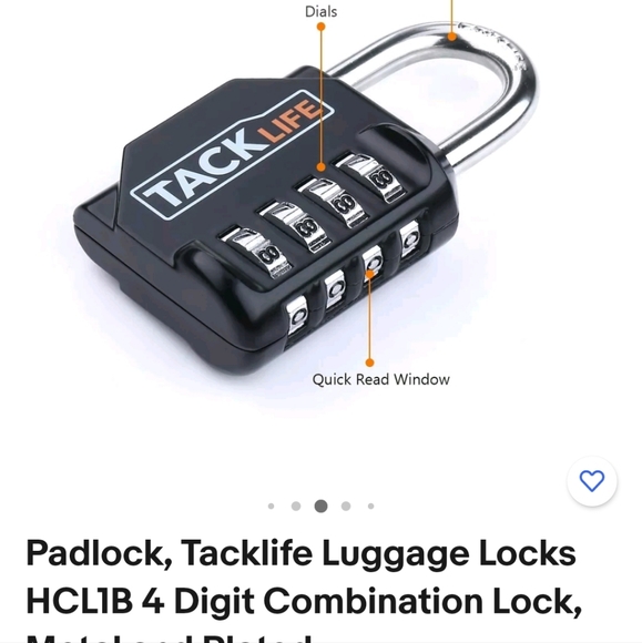 BNIB Padlock Tacklife Luggage Locks HCL1B 4 Digit Combination Lock - Picture 5 of 7